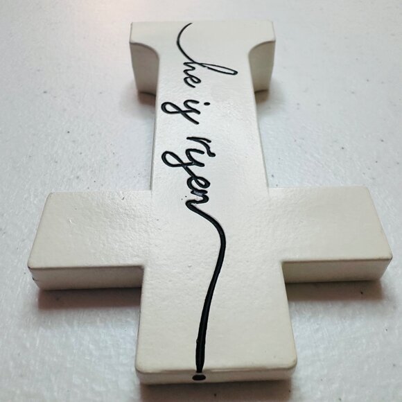 Small Easter Cross decoration Reversible tiered tray - he is risen-Happy Easter - Picture 7 of 8